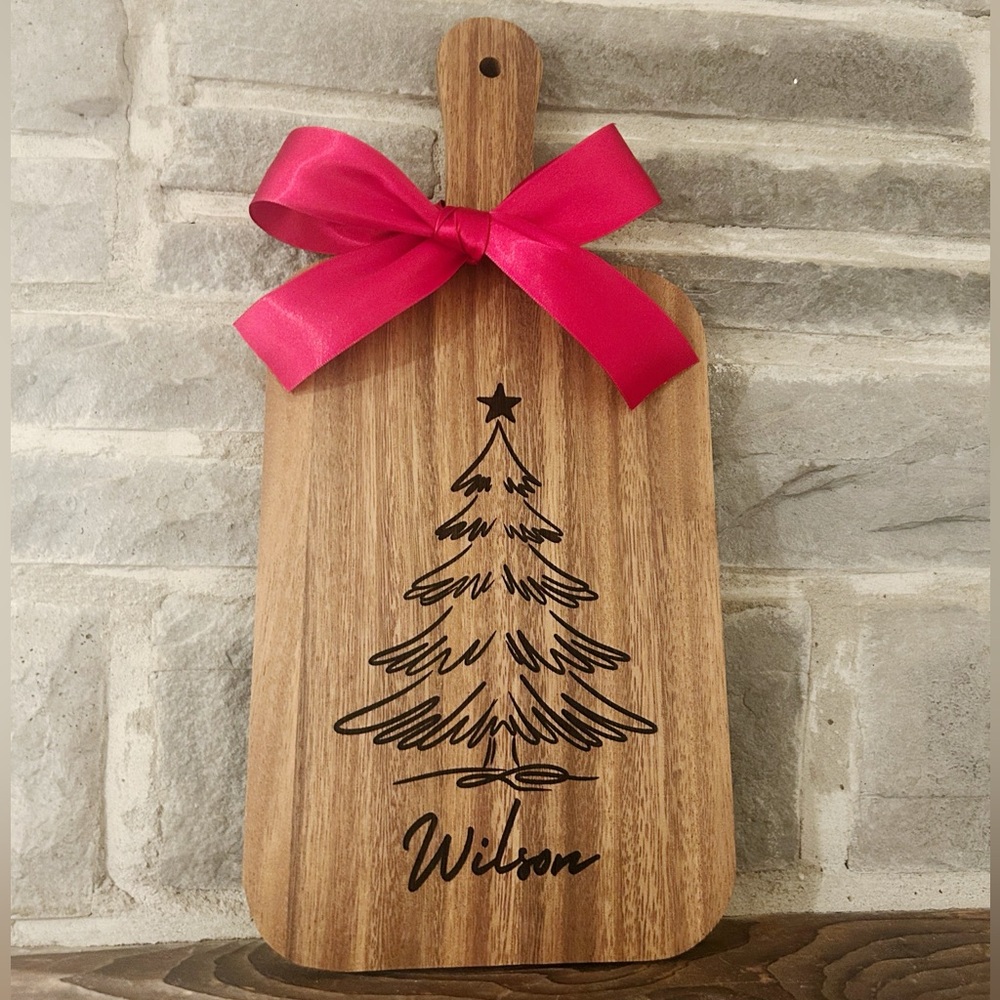 Custom Engraved Family Name Christmas Decorative Cutting Board